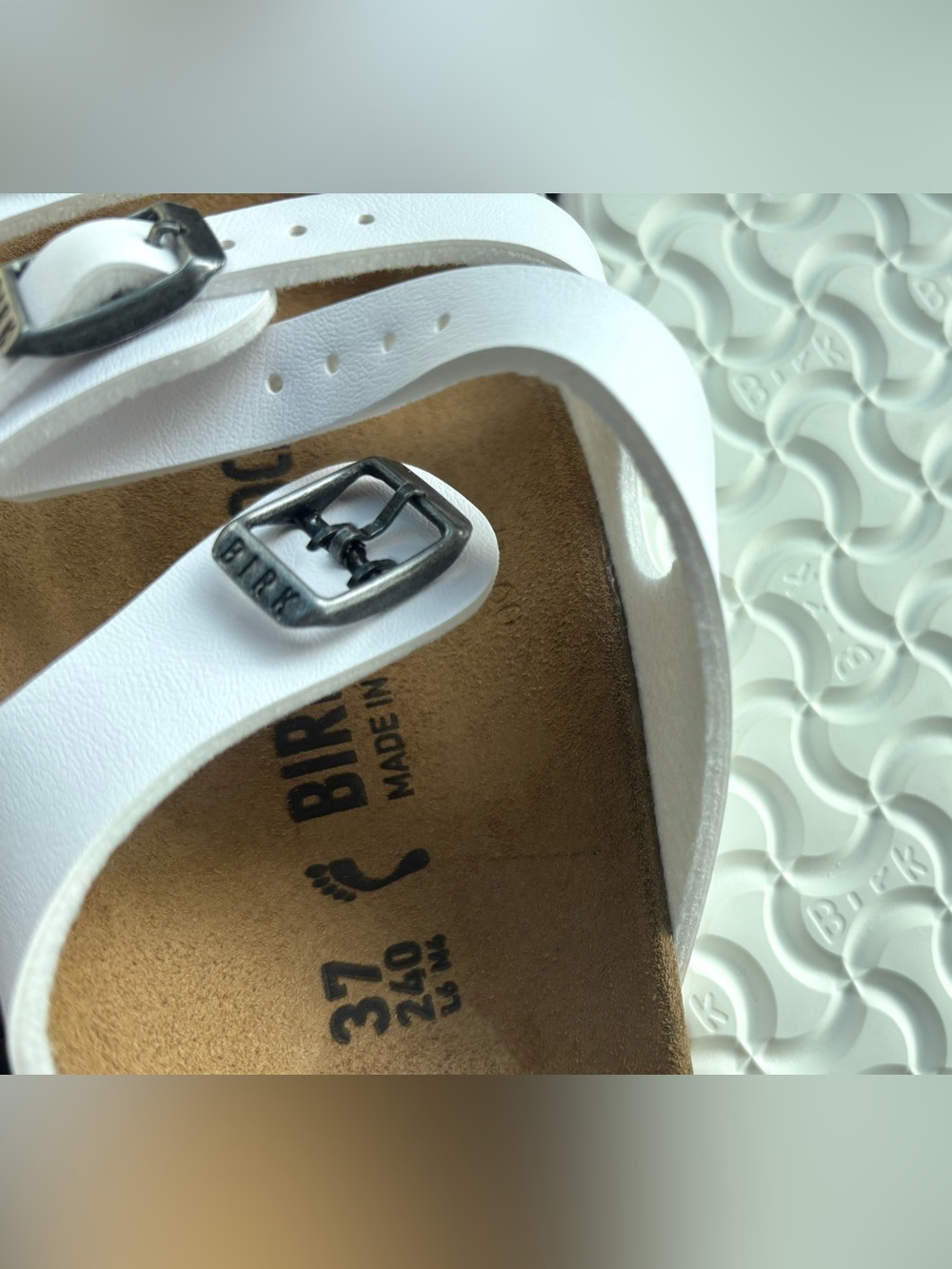 Birkenstock Florida Birko White 3-Strap Buckle Slides Sandals 37 38 39 40 - Picture 9 of 15